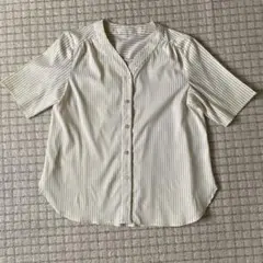 Vネック イエローストライプシャツ 品番：LE24S06M カラー：イエロー