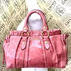 ミュウミュウ 2way ショルダー ハンド トートバッグ ピンク 革 EI71