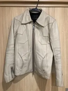 ブリューテンブラット　レザージャケット篠山珈琲店 Framed embroidery leather jacket (Black) - レザージャケット