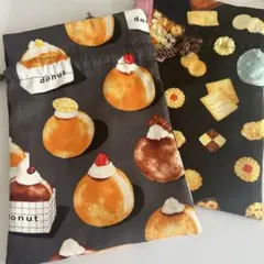ハンドメイド　巾着袋　2点セット　tea time