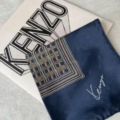 ケンゾー スカーフ バンダナ 藍色 シルク 昭和レトロ