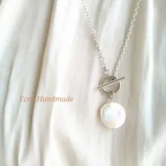 みこ様　マンテルシルバー 淡水コインパール ミドルロングネックレス
