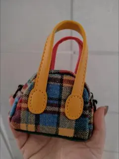 チェック柄小型ハンドバッグ