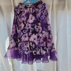 ダンス用紫花柄フレアスカート