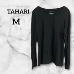 TAHARI 【M】ブラック 長袖Tシャツ 黒 長袖トップス 無地