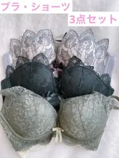 ノーブランド　レースブラジャーショーツ　3点セット
