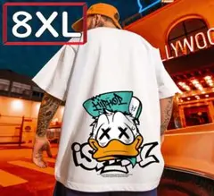HIP HOP Tシャツ プリント ストリート 大きいサイズ【8XL】白