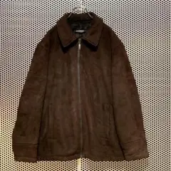【CLAIBORNE】スエード　ジップアップ　ブルゾン　インナーボア　L 焦茶