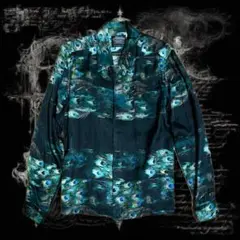 Roen 孔雀柄　シャツ サイズ44 PEACOCK BORDER SHブラック