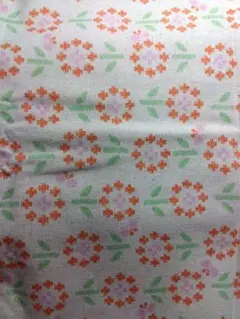 花柄プリント 綿生地 オレンジ ピンク　厚地