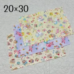 ランチョンマット 20×30 3枚セット 女の子用　ユニコーン　うさくま　ケーキ