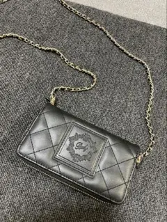 ready ブラックキルティングスマホショルダーバッグ