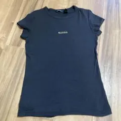 MANGOワンポイント刺繍ロゴ半袖Tシャツ【XS-Sサイズ】黒ブラック