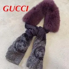 未使用‼️GUCCI リアルファー付きスカーフ パープル