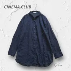 Y2899＊CINEMACLUB ロング丈シャツ ゆったり ブラック L 透け感