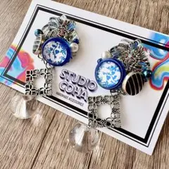 020 ボタンを使ったロングピアス