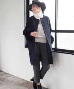 美品 ♪ ANAYI ダブルビーバーファー付きコート 36