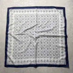 イタリア製 vintageレトロモダンスカーフ 花柄 ポリエステル ネイビー