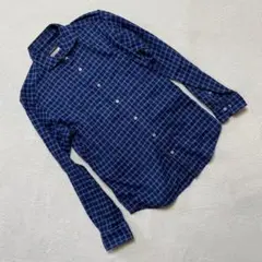 Men's Bigi シャツ 青 チェック柄 長袖 THERMOLITE ブルー