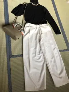 mal.オリジナルタックワイドパンツ　ホワイト38