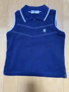 【美品】コムサ　ネイビー ノースリーブポロシャツ 95A