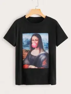 【美品】SHEINモナリザ プリント Tシャツ 黒