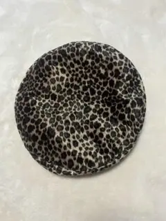 ヒョウ柄 フリース ベレー帽