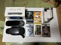 Sony PSP 本体×2 ソフト(モンハン、キングダムハーツ等)×9+おまけ