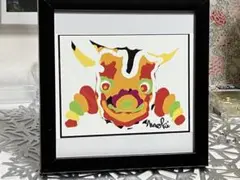 抽象画 カラフルな獣 artist naoki ハガキサイズパネル入り