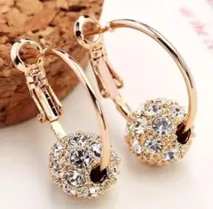 226 ミラーボールピアス 18k czダイヤモンド オーストリアクリスタル