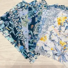 花柄プリント生地 はぎれセット⑤ ブルー系 ネイビー
