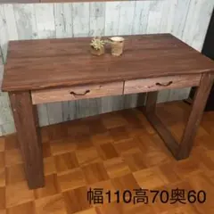 テーブル 事務机 ✳天板ヒノキの集成材 幅110 ウォルナットニス 艶消し