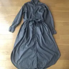 GAP グレー ロングシャツワンピース　XＸS ウエストマークリボン付き