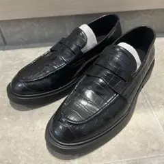 H&M エイチアンドエム 合成皮革 革靴 クロコ型押し 26.5cm ローファー