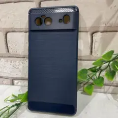 Google Pixel 6 炭素繊維 シリコンケース カバー ブルー