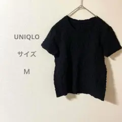 UNIQLO ユニクロ 黒いテクスチャー仕上げの半袖Tシャツ