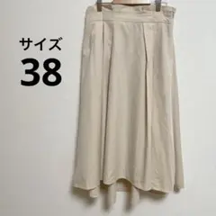 【クチュールブローチ】フレアタックスカート　ベージュ　ナチュラル 38