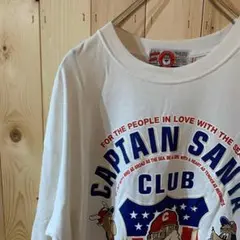 AE3055 Captain Santa プリント半袖Tシャツ ホワイト メンズ