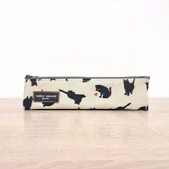 黒猫 ファスナー ペンケース 筆箱 チュール入れ 洗濯できる ねこ柄
