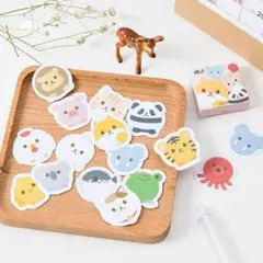 171 フレークシール 45枚 アニマル 動物 ミニ 海外ステッカー 韓国雑貨