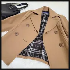 【美品】バーバリー ブルーレーベル ダブル ショートコート ノバチェック M