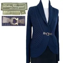 美品【Salvatore Ferragamo】ニットカーディガン ショールカラー