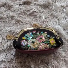 花柄刺繍スパンコールコインケース