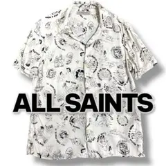 ALL SAINTS 総柄 レーヨン100% 半袖シャツ ホワイト S