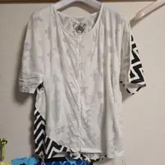 スカラーscolar半袖TシャツM幾何学模様ホワイト白