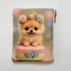 ハンドメイド　ポメラニアン　ポーチ