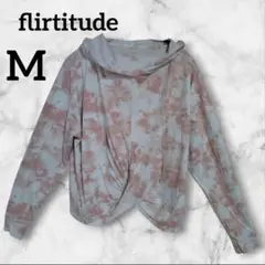 flirtitude【M】薄手 タイダイ柄フード付きパーカー ピンク/ホワイト