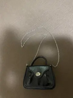 ミニショルダーバッグ 黒 チェーン付き ハンドバッグ 2WAY