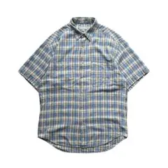 USA製 90’s GUESS ゲス S/S ジャガードシャツ M チェック 青