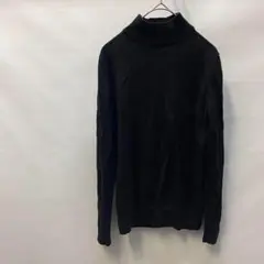 ウール100% ブラック 長袖セーター M 黒　286